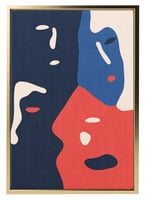 لوحة كانفاس على إطار خشبي بتصميم فن تجريدي وجوه مت...