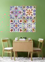 طقم من ٤ لوحات كانفاس مربع على إطار خشبي، تصميم نم...