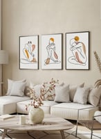 طقم من 3 لوحات كانفاس بتصميم مجموعة رسومات للمرأة