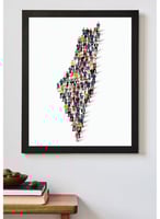 لوحة خريطة فلسطين بتصميم تمثيل بشري