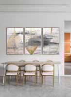 طقم من ٣ لوحات كانفاس على إطار خشبي، تصميم أوراق ش...