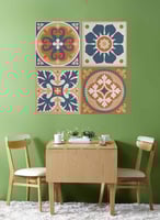 طقم من 4 لوحات كانفاس مربع على إطار خشبي، تصميم فن...