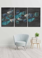 طقم من ٣ لوحات كانفاس على إطار خشبي، تصميم أوراق ن...