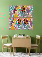 طقم من ٤ لوحات كانفاس مربع على إطار خشبي، تصميم فن...