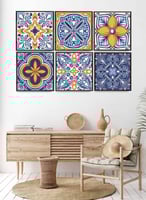 طقم من 6 لوحات كانفاس مربع على إطار خشبي، تصميم اش...