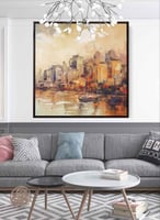 لوحة كبيرة الحجم بتصميم مشهد ملون للمدينة