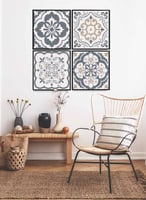 طقم من ٤ لوحات كانفاس مربع على إطار خشبي، تصميم نم...