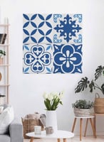 طقم من ٤ لوحات كانفاس مربع على إطار خشبي، تصميم أن...