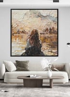 لوحة فنية رائعة كانفاس بتصميم فن زيتي لفتاه