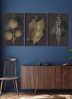 طقم من ٣ لوحات كانفاس على إطار خشبي، تصميم رسم تجر...