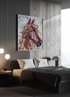 لوحة كانفاس مربع على إطار خشبي، تصميم فن زيتي لحصا...