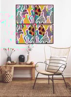 طقم من ٤ لوحات كانفاس مربع على إطار خشبي، تصميم فن...