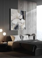 لوحة كانفاس مربع على إطار خشبي، تصميم فن زيتي للزه...