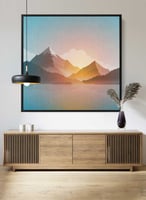 لوحة كانفاس مربع على إطار خشبي، تصميم شروق الشمس ع...