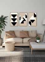 طقم من ٣ لوحات كانفاس على إطار خشبي، تصميم مثلثات...