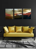 طقم من ٣ لوحات كانفاس على إطار خشبي، تصميم زيتي تج...