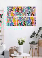 طقم من ٦ لوحات كانفاس مربع على إطار خشبي، تصميم مج...