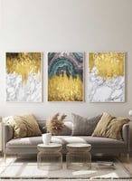 طقم من ٣ لوحات كانفاس على إطار خشبي، تصميم فن زيتي...