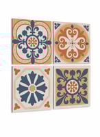 طقم من ٤ لوحات كانفاس مربع على إطار خشبي، تصميم فن...