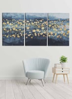 طقم من ٣ لوحات كانفاس على إطار خشبي، تصميم تجريدي...