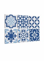 طقم من ٦ لوحات كانفاس مربع على إطار خشبي، تصميم اش...