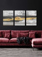 طقم من ٣ لوحات كانفاس على إطار خشبي، تصميم فن تجري...