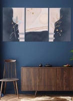 طقم من ٣ لوحات كانفاس على إطار خشبي، تصميم زهور، ل...