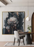 لوحة كانفاس مربع على إطار خشبي، تصميم فن تجريدي لل...