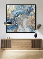 لوحة كانفاس بتصميم درجات الازرق الرخامى