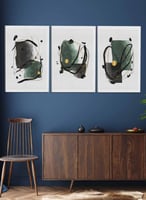 طقم من ٣ لوحات كانفاس على إطار خشبي، تصميم رسم تجر...