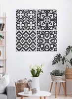 طقم من ٤ لوحات كانفاس مربع على إطار خشبي، تصميم أش...