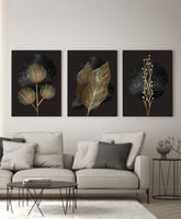 طقم من ٣ لوحات كانفاس على إطار خشبي، تصميم رسم تجر...