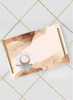 صينية تقديم مصنوعة من الأكريليك بمقابض معدنية ذهبي...