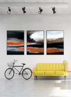 طقم من ٣ لوحات كانفاس على إطار خشبي، تصميم فن زيتي...