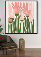 لوحة كانفاس على إطار خشبي بتصميم فن تجريدي للزهور...