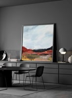 لوحة كانفاس مربع على إطار خشبي، تصميم فن تجريدي لل...