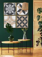 طقم من ٤ لوحات كانفاس مربع على إطار خشبي، تصميم كل...