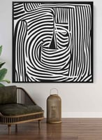 لوحة كانفاس مربع على إطار خشبي، تصميم فن تجريدي مت...