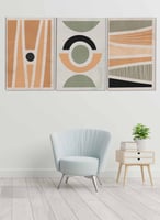 طقم من ٣ لوحات كانفاس على إطار خشبي، تصميم رسم يدو...