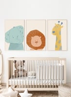 طقم من 3 لوحات كانفاس على إطار خشبي بصميم رسومات أ...