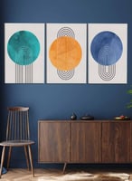 طقم من ٣ لوحات كانفاس على إطار خشبي، تصميم دوائر م...