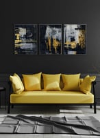 طقم من ٣ لوحات كانفاس على إطار خشبي، تصميم رسم يدو...