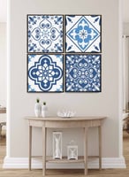 طقم من ٤ لوحات كانفاس مربع على إطار خشبي، تصميم أن...