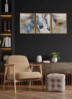 طقم من ٣ لوحات كانفاس على إطار خشبي بتصميم فن تجري...