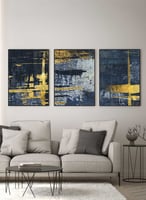 طقم من ٣ لوحات كانفاس على إطار خشبي، تصميم فن تجري...