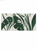 طقم من ٣ لوحات كانفاس على إطار خشبي، تصميم أوراق ن...