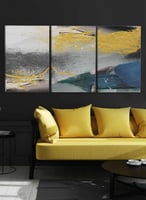 طقم من ٣ لوحات كانفاس على إطار خشبي، تصميم جدارية...