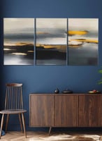 طقم من ٣ لوحات كانفاس على إطار خشبي، تصميم فن زيتي...