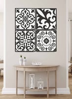 طقم من ٤ لوحات كانفاس مربع على إطار خشبي، تصميم أش...