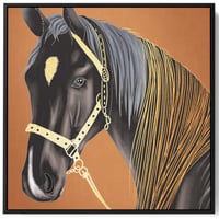 لوحة كانفاس على إطار خشبي بتصميم فن تجريدي لحصان